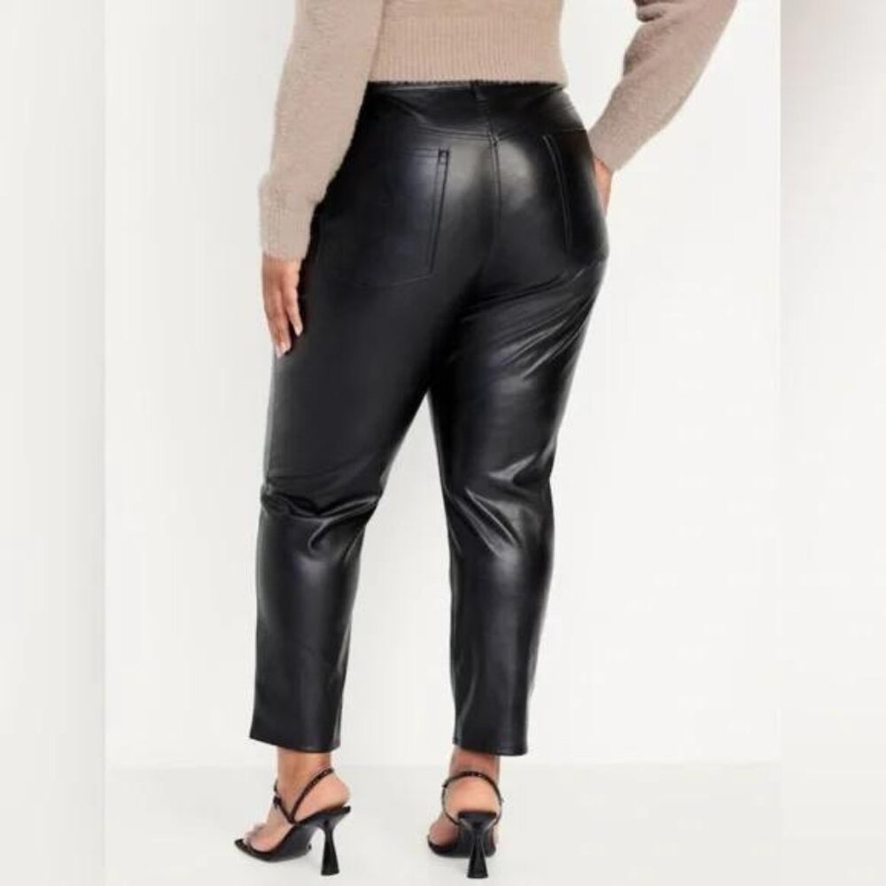 NWT Old Navy High-Waisted OG Straight Faux-Leather Ankle Pants - Picture 8 of 8